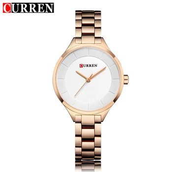 

CURREN Watch Women Fashion Luxury Watches Reloj Mujer Rose Gold Stainless Steel Ladies Quartz Simple Dial Wistwatches 9015