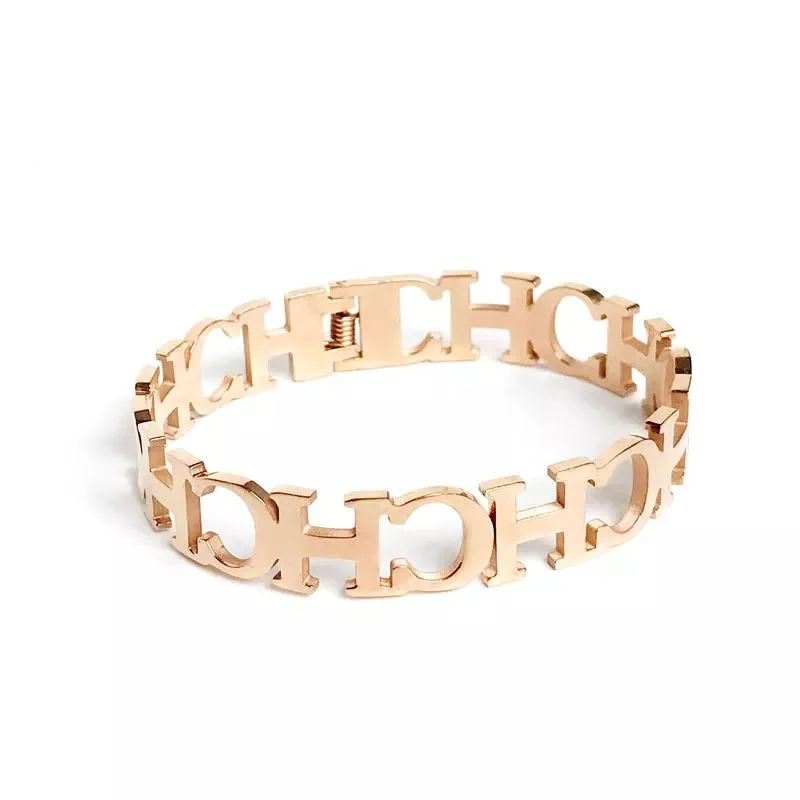 

Hot Sell High Quality Rose Gold Bangle CH Hollow out Design Women Men Bracelet Steel Jewelry