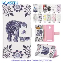IKASEFU Cartoon PU Leather 5″ Mobile Phone Case for Asus Zenfone Go ZC500TG Magnetic Card Holder Stand Wallet Flip Cover