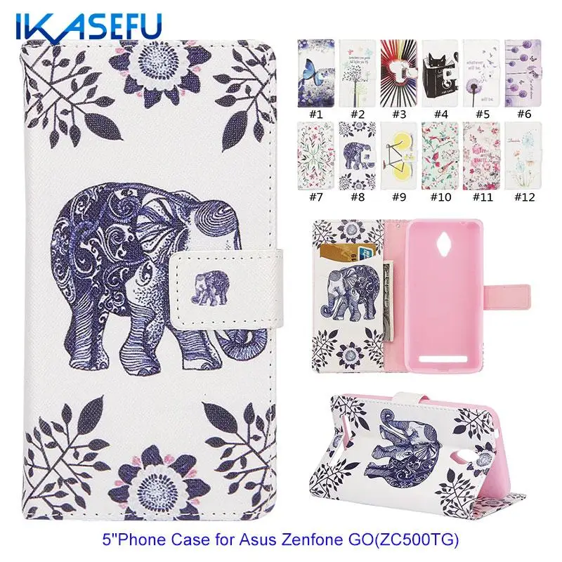 IKASEFU font b Cartoon b font PU Leather 5 Mobile Phone Case for Asus Zenfone Go