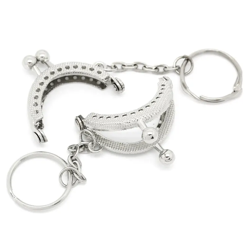 

50Pcs Wholesale Silver Tone Coins Purse Bag Arc Arch Frame Kiss Clasps Fermoirs Handbag Handle Key Ring 4x3.5cm