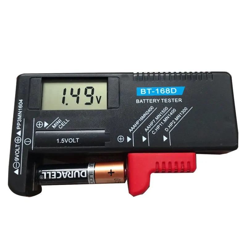 Universal BT168 Digital Batterie Tester Volt Checker f/ür AA AAA 9 V Taste Mehrere Gr/ö/ße Batterie Tester Spannungsmesser Werkzeuge BT-168