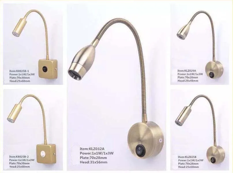 up down light 3W 24Volt 12Volt Vintage Led Gooseneck Reading Light sconce light fixture