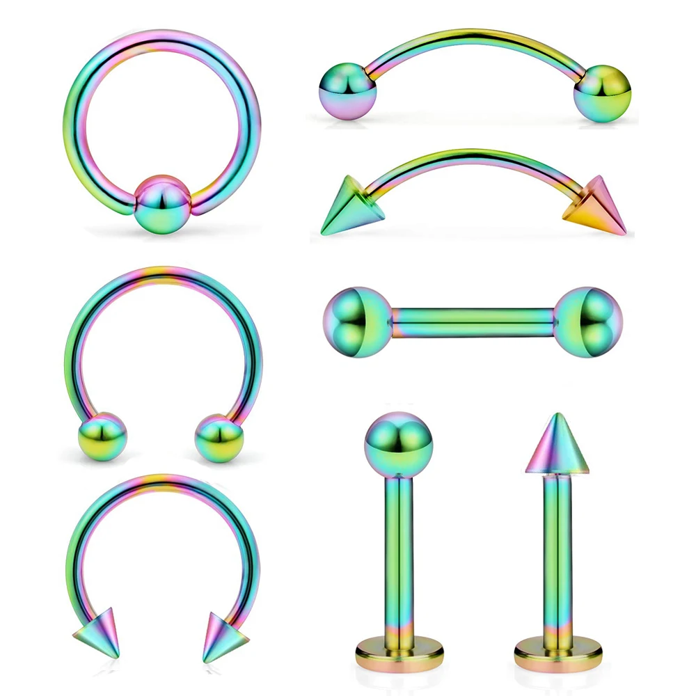 8PCS/style Steel Ear Stud Segment Rings Nose Hoop Septum Helix Piercings Cartilage Lip Captive Tongue Sexy Jewelry | Украшения и