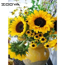 Florero Girasol Pintura diamante punto de Cruz Pintura Pegado Taladro Cuadrado Bordado De Diamantes Decoración del Hogar Costura F587
