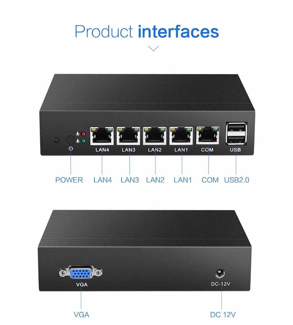 Безвентиляторный мини-ПК J1900 Quad-core 4 LAN брандмауэр маршрутизатор выполнить Pfsense ROS Sophos Intel Gigabit шлюз Ethernet VPN прибор