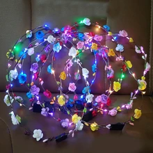 1 шт. светодиодный светящийся венок, аксессуар для волос цветок свет головной убор цветной ободок игрушки подарки на день рождения для девочек детей