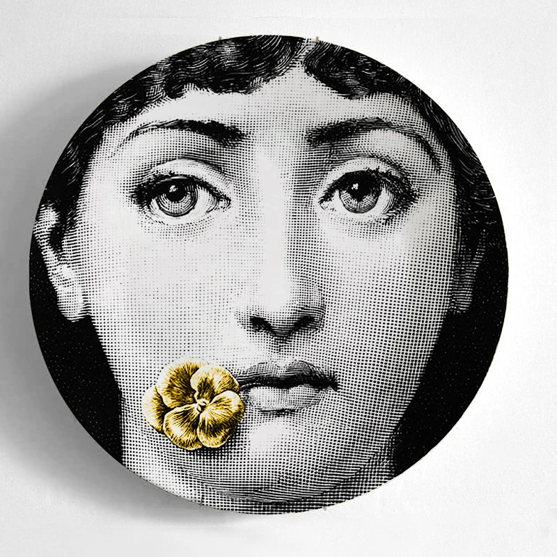 10-дюймовая шпилька для Fornasetti таблички для дома украшения Рождественские украшения для ужина пластина декоративная настенная посуда черный, белый цвет настенные тарелки - Цвет: 34