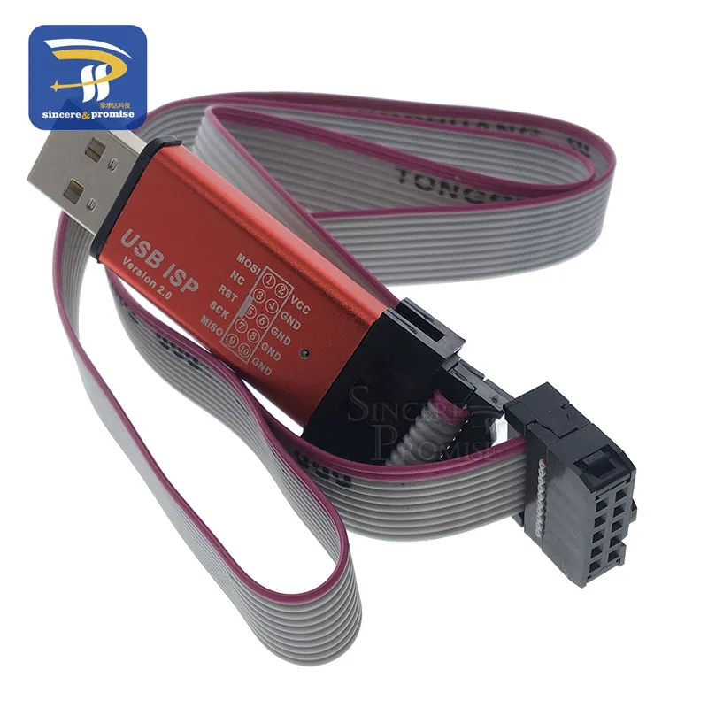 Mini USBISP USBASP Programmatore In Alluminio Per 51 Atmel AVR Protezione Sovracorrente Luci Colorate 64k Limite Win7 64