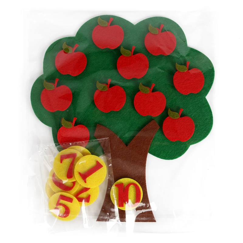  27x24cm Felt Cloth Apple Tree For Children Early Teaching Kids by Hands Learn the Digital Correspon - 32858752924