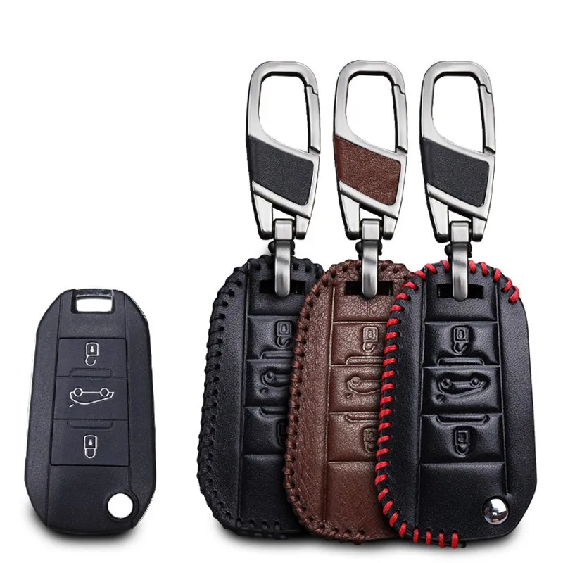 

Car Key Case Cover Keychain For Citroen C4 Grand Xsara Picasso C5 Elysee C-Quartre C3 XR Berlingo Cactus Leather Key Accessories