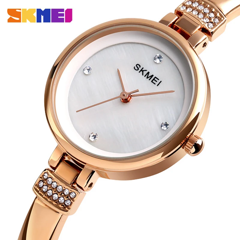 

2019 SKMEI Luxury Rhinestone inlay Female Watch Women Quartz Watches 30M Waterproof Ladies Wristwatches Relogio Feminino 1409