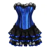 Victorian Corset Dress for Women Gothic Overbust Corset with Mini Tutu Sexy Lace Up Corset Skirt Showgirls Dancing Clothing Blue ► Photo 1/6