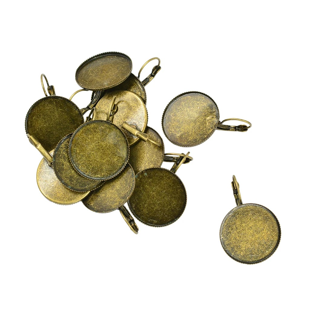 12 Pieces Earrings Round Cabochon Empty Base Bezel Earring Tray Cameo 25mm DIY Resin Base Findings