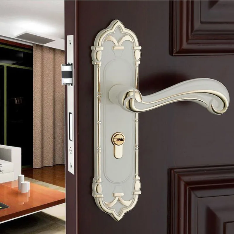 Solid wood door handle antique ivory door lock hardware locks European door lock indoor rural