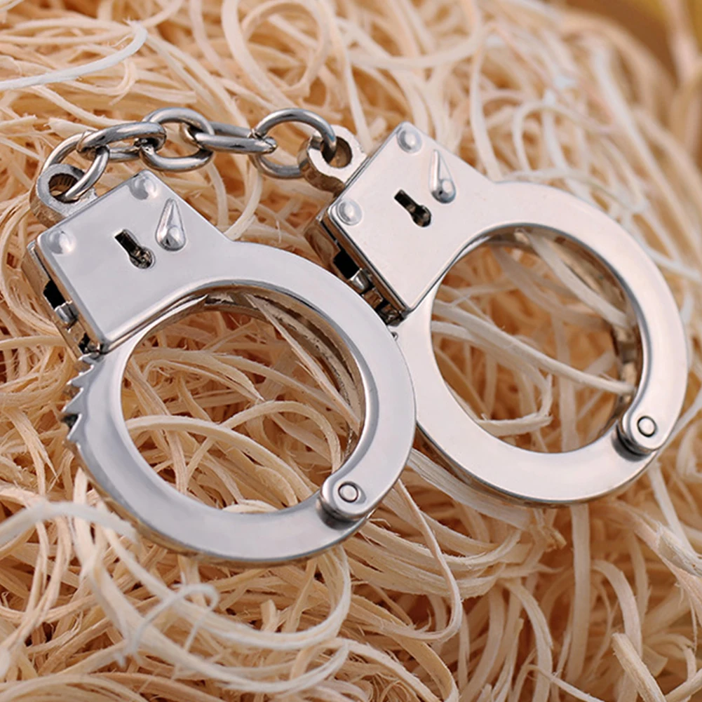 

Handcuffs Ring Jewelry Simulation Key Holder Fabala Metal Mini Unique Silver Keyring Keychain