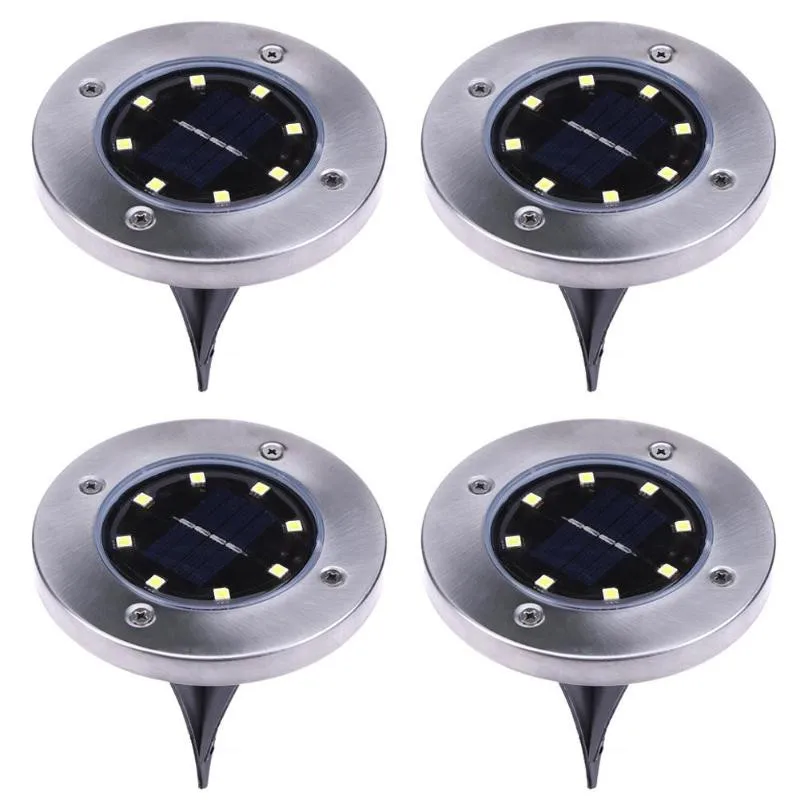 Beste 4 stks set 8LED Solar Light Solar Begraven Grond Licht Waterdichte Outdoor Tuin Pathway Decking Night Lamp Wit Warm Wit