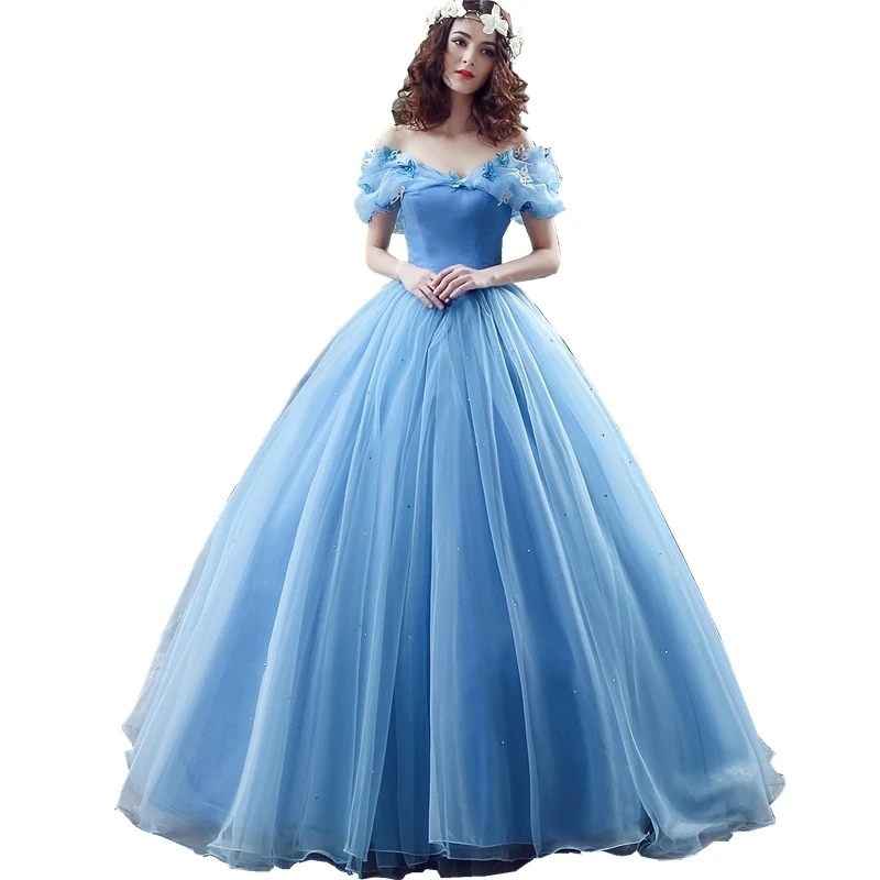 SHAMAI In Magazzino Blu Farfalla Cospaly Cenerentola ragazzi Vestito Da  Promenade Degli Abiti di Sfera Organza Abiti Stile Quinceanera Dolce 16  Vestito Da Partito|dress up dress|dress a dressdress up games wedding dress  -