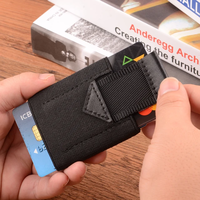 ONLVAN Elastic Card Holder Workmanship Black Slim Minimalist Card