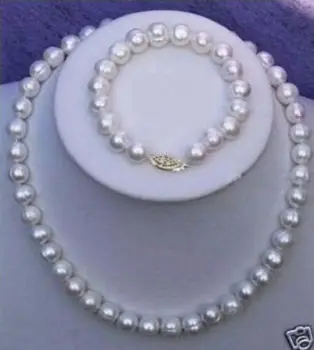 

huge11-10mm South Sea AAA+++White Baroque PEARL NECKLACE +bracelet7.5-8"925silver