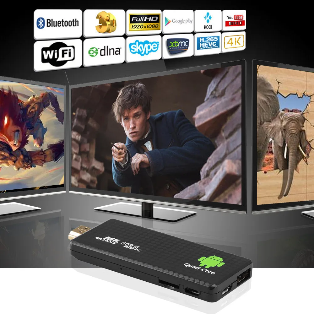 MK809 III Android tv Dongle RK3229 четырехъядерный 2G 16G 4K HD 3D AirPlay Miracast медиаплеер Android tv Stick