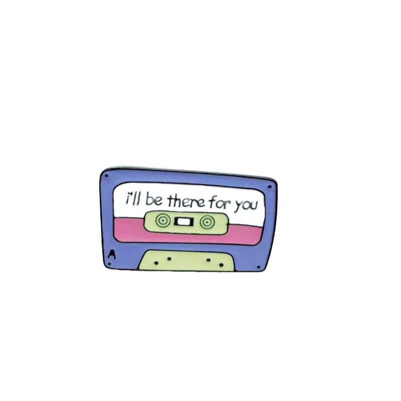 

cartoon purple cassette I'll be there for you brooch recording cassette badge Gift for lovers and lovers jewelry
