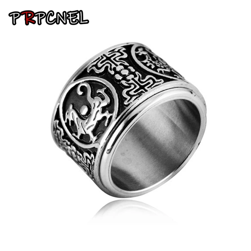 

Unique Animal Northern Europe Thor Viking rotating Stainless Steel Dragon turn Mens Ring Chinese christmas charms Jewerly