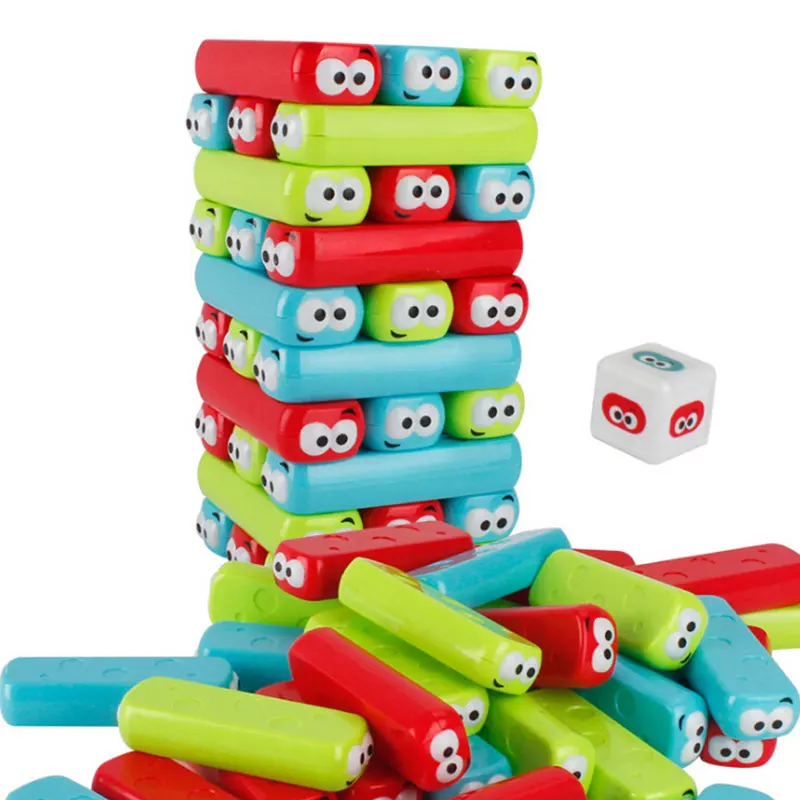 

Big Head Plastic Jenga Stacks High-rise Laminated Building Blocks Invigorating Children's Toys Table Colors Creative Domino Game
