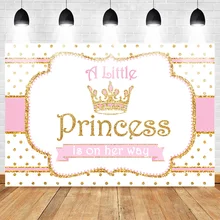 Neoback Baby Shower Backdrop for Photography Little Princess Party Photo Background Gold Sequin Props Banner Decoration Photo