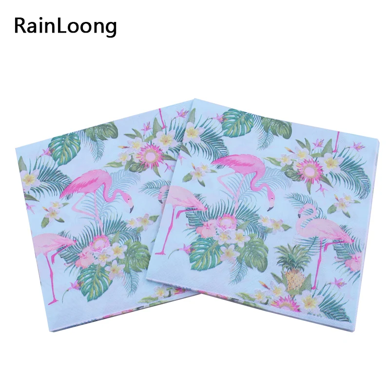 

[RainLoong] Flamingo Bird Theme Paper Napkin Festive & Party Tissue Napkin Decoupage Party Decoration Decor 33*33cm