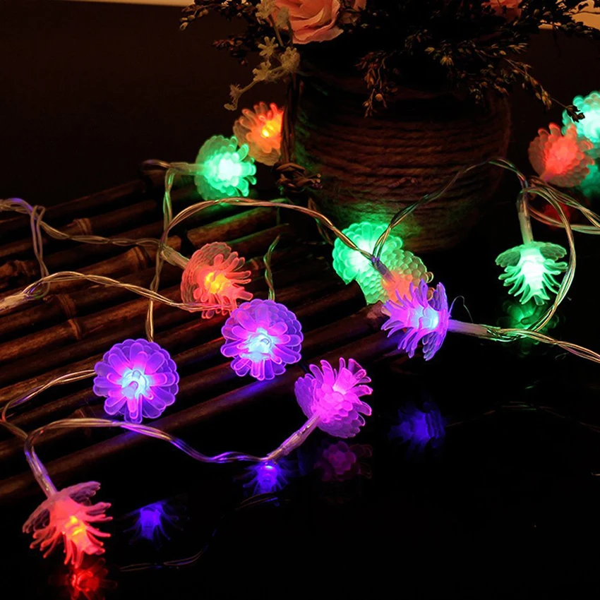 Рождественские сосновые шишки светодиодный гирлянды на батарейках сказочные огни для дома и улицы вечерние украшения для свадьбы и сада