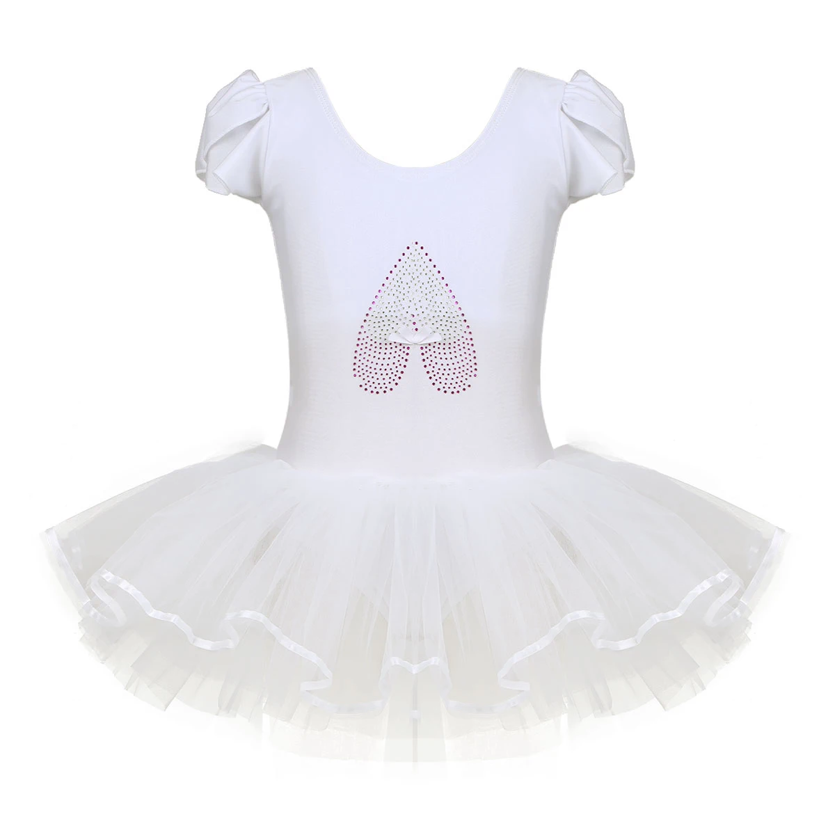 Iefiel для детей с рюшами для девочек; Кепки рукава Профессиональный Одежда для танцев с блестками обувь для балерин балетная танцевальная одежда для занятий гимнастикой, платье-пачка - Цвет: Ivory