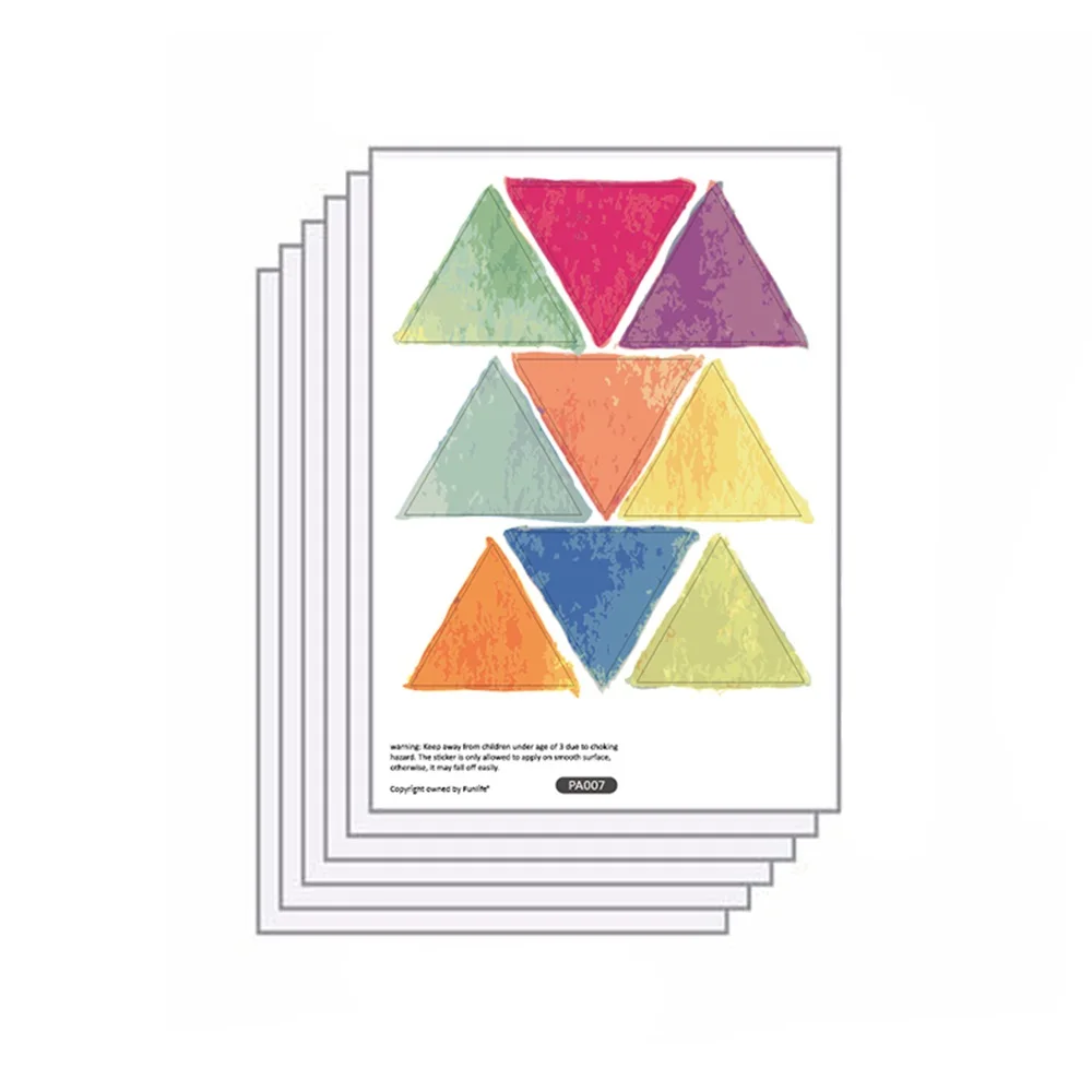 

6 sheets/pack 54pcs Colorful Triangle Decals Wall Sticker DIY Wall Mural Sticker for Children Room Decoration PA007