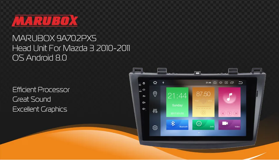 Top MARUBOX 4GB RAM Double Din Android 8 Car Radio For MAZDA 3 2010 2009-2013 9" GPS Navigation Central Multimedia Player 9A702PX5 0
