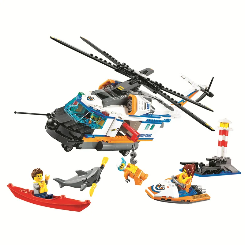 

Bela City 448pcs Coast Guard Heavy-Duty Rescue Helicopter building blocks bricks toys for children 60166 Compatible legoe Giftse