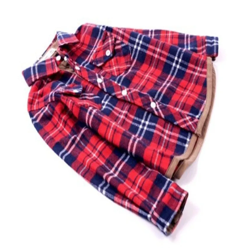 Baby Boys British Plaid Shirt Girl Classic London Style Blouse Kids Children Spring Autumn Tops Fashion 25