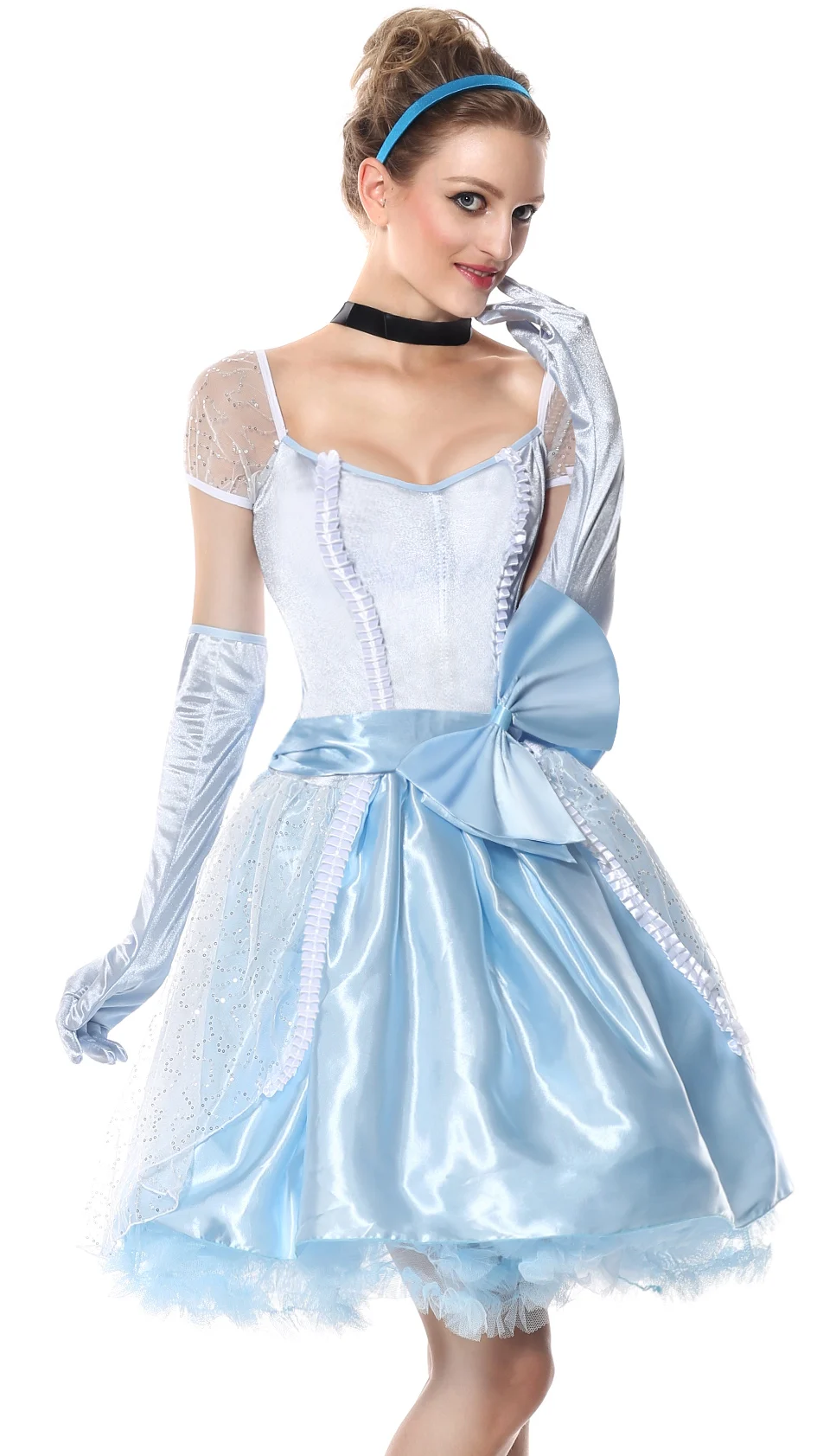 Голубое платье Золушки для женщин и взрослых; роскошный костюм для косплея Dinderella; вечерние костюмы Золушки на Хэллоуин