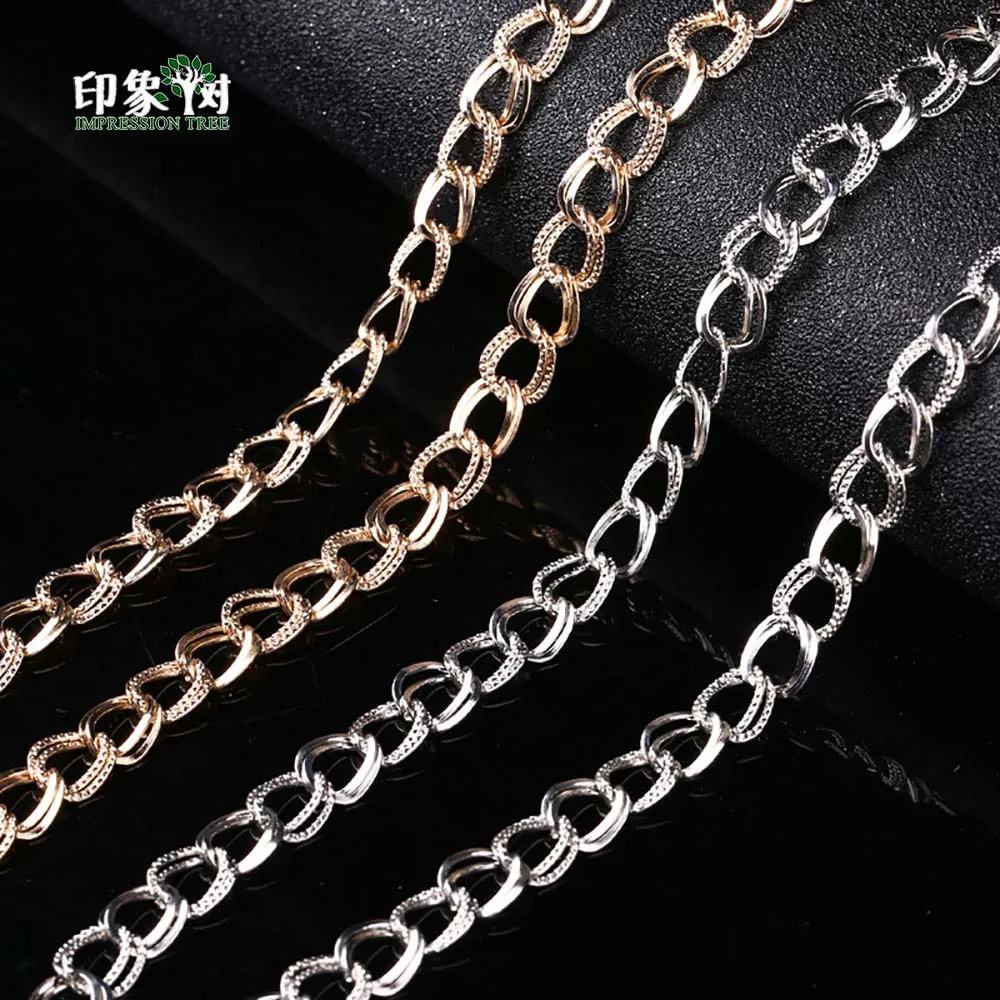 

3Meters Gold/Rhodium Metal Bulk Chain Double Ring With Two Faces 8x8mm Fillagree Chain Jewelry Making DIY Material Findings 1137