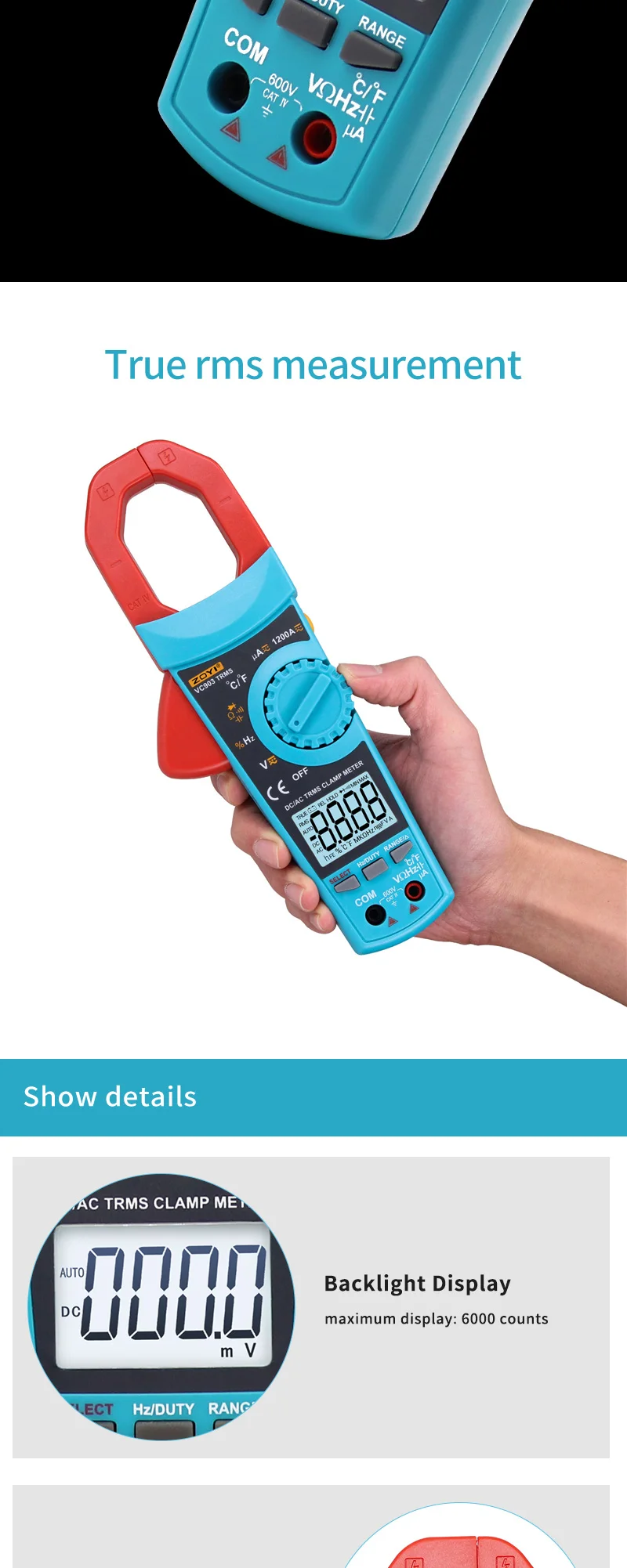 VC903 VC902 Verdadeiro RMS Digital Clamp Meter