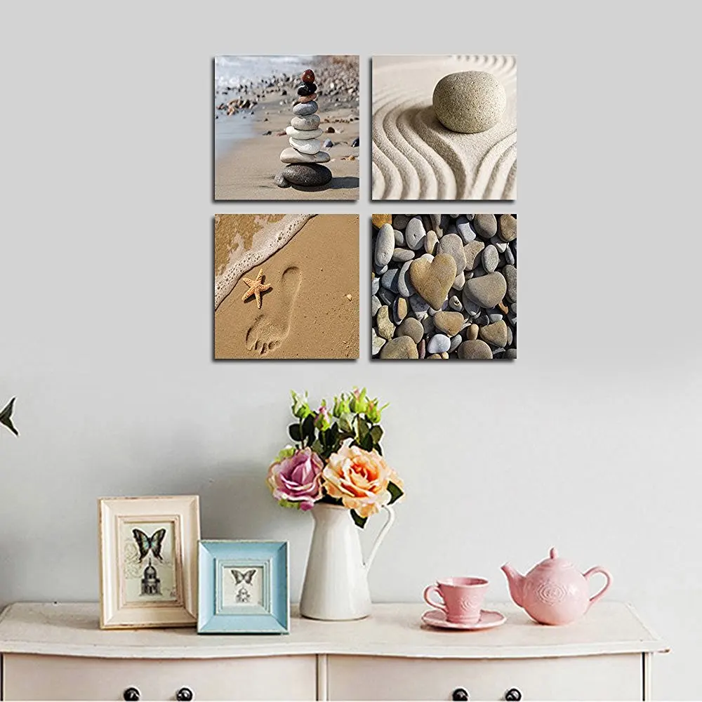 Романтическая пляжная тема, 4 панели, современный пляж, океан, печать на холсте, картины на холсте, настенное искусство для украшения дома, Настенный декор