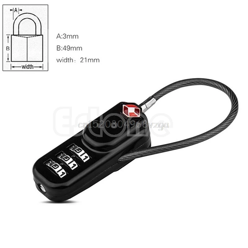 

TSA 3 Digit Combination Resettable Travel Suitcase Luggage Code Lock Padlock #H028#