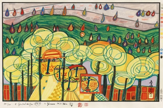 Картина маслом на холсте с принтом Hundertwasser Абстрактная Живопись Искусство Современная Настенная картина домашний Декор без рамки - Цвет: PIC4