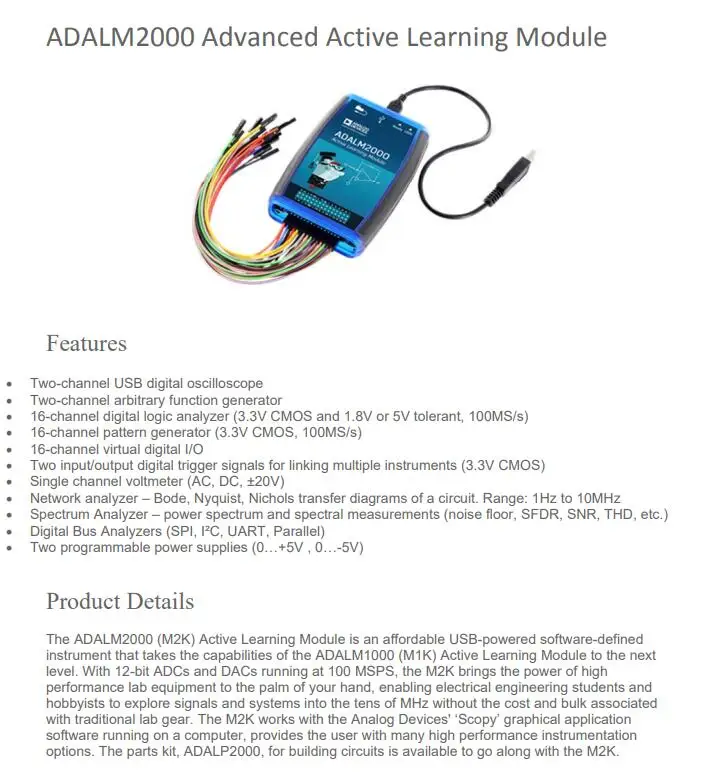 1 шт. x ADALM2000 Расширенный активный обучающий модуль вводная Аппаратная платформа