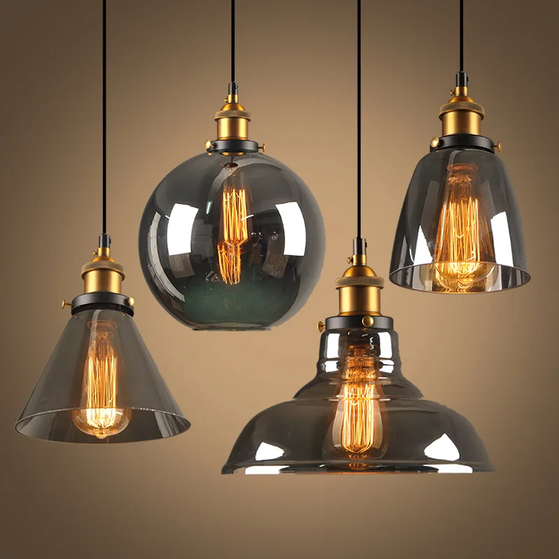 

Retro Vintage Pendant Lights Clear Glass Lamshade Loft Pendant Lamps E27 110V 220V for Dinning Room Home Dcoration Lighting