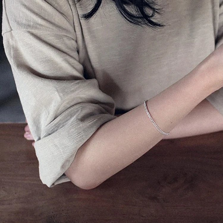 100% 925 Серебряные модные минимализм ретро винтажные деликатные звенья браслеты изысканные ювелирные для женщин
