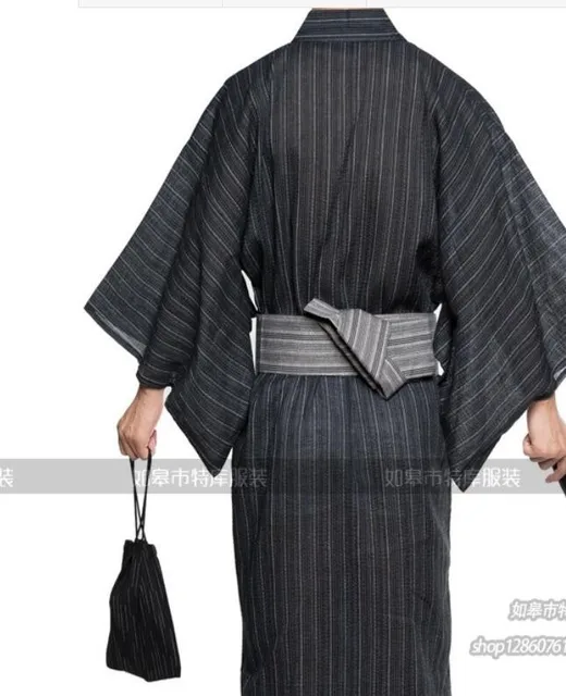 Traditional Japanese Male Cool Kimono Bathrobes Men's Cotton Robe
