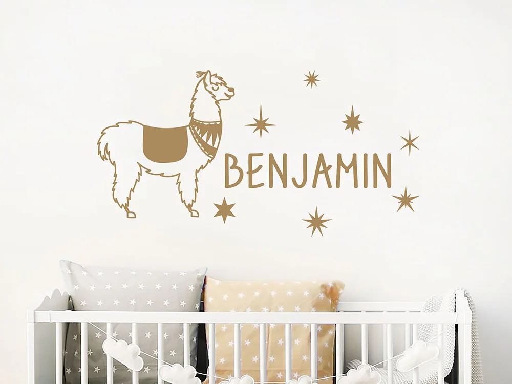 

Llama Wall Decal Personalized Boys Name Vinyl Sticker Decals Alpaca Llama Nursery Bedroom Home Decor Art Mural Wallpaper A10