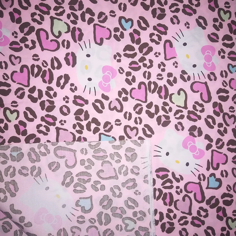 140*50 см 1 шт. hello kitty ткань хлопок ткань леопардовые пятна сердце Kitty печатная ткань шитье лоскутное DIY одежда для малышей