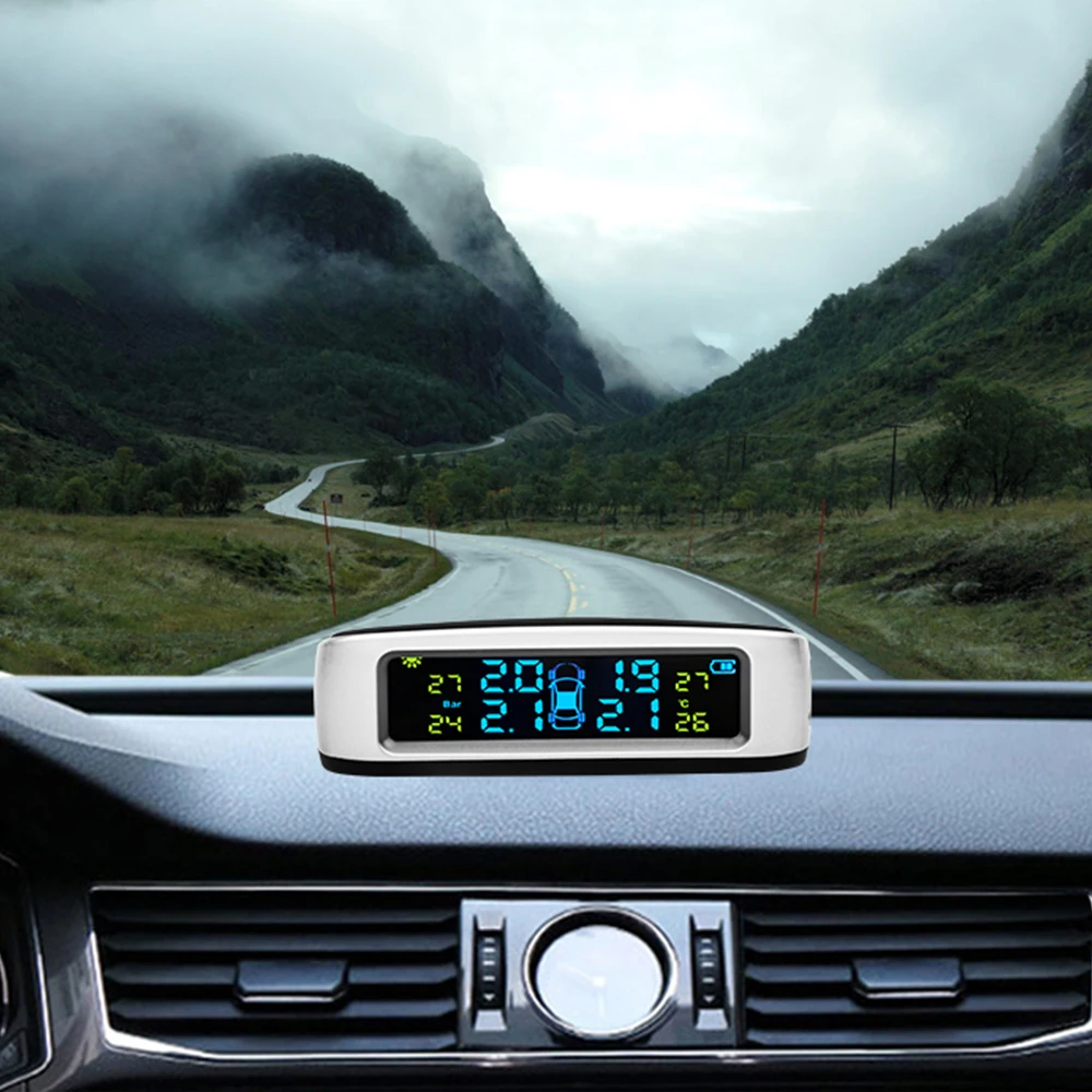AOSHIKE Wireless Car Tire Pressure Alarm Monitor System TPMS LCD Display Solar Powered Car 4 External Sensor Temperature Alarm AOSHIKE Wireless Car Tire Pressure Alarm Monitor System TPMS LCD Display Solar Powered Car 4 External Sensor Temperature Alarm