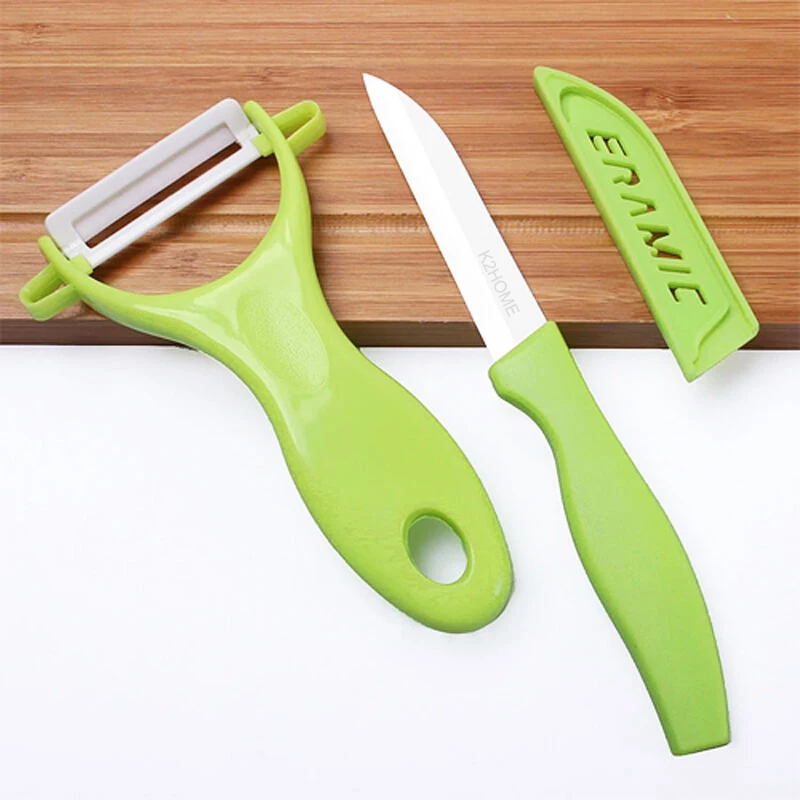 Ceramic Fruit Vegetable Utility Safer Knife and Peeler Gift Setin